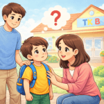 Ilustrasi anak belum pernah sekolah yang akan masuk TK B didampingi orang tua