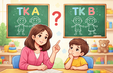 Ilustrasi orang tua mempertimbangkan apakah TK A wajib sebelum TK B untuk anak