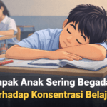 ilustrasi dempak anak sering begadang tidur di kelas