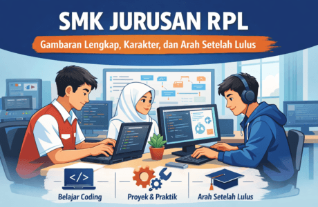 Siswa SMK jurusan RPL sedang belajar pemrograman dan praktik pengembangan perangkat lunak