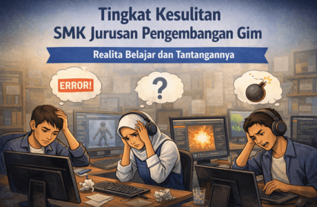 Ilustrasi siswa SMK jurusan pengembangan gim menghadapi kesulitan belajar