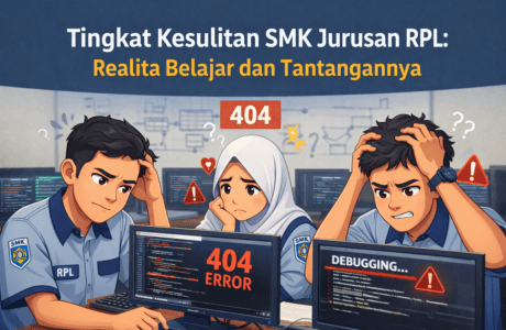Siswa SMK jurusan RPL belajar pemrograman dengan tingkat kesulitan tinggi