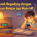 anak begadang dengan alasan belajar tapi main hp di malam hari