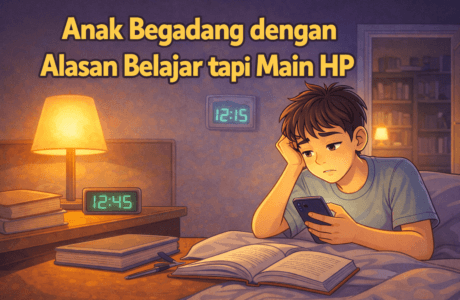 anak begadang dengan alasan belajar tapi main hp di malam hari