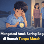 ilustrasi anak bangun kesiangan karena sering begadang