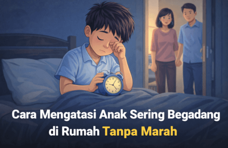 ilustrasi anak bangun kesiangan karena sering begadang
